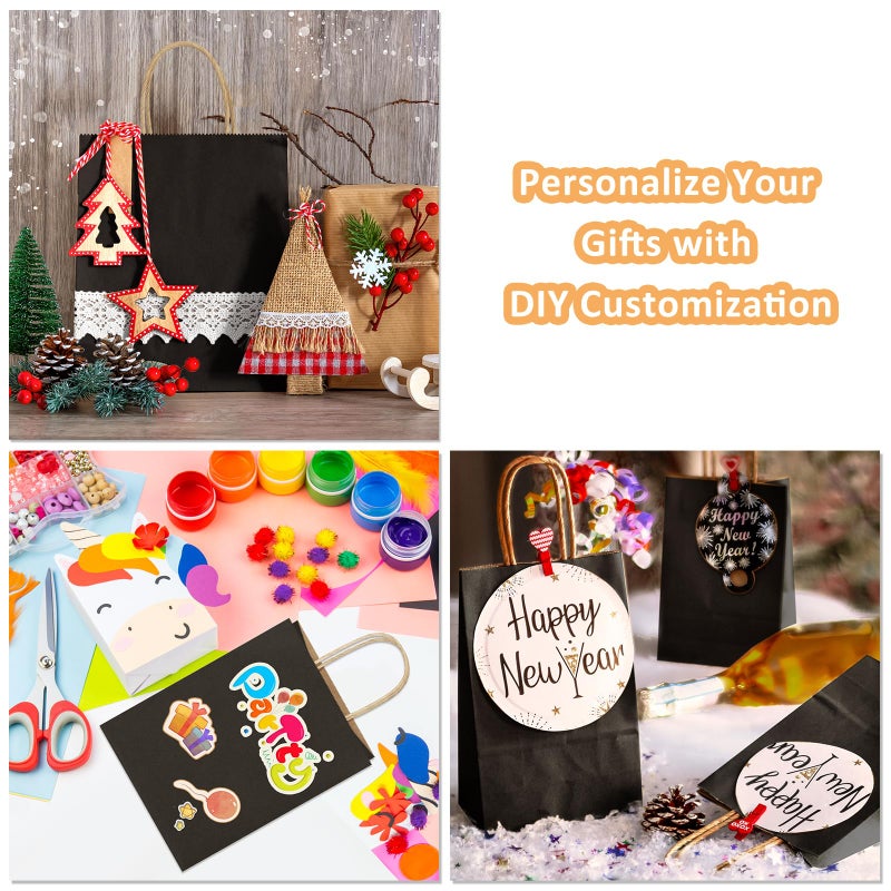 BagDream Small Gift Bags with Handles 50Pcs 5.25x3x8 Kraft Paper Bags Bulk for Party Favor, Retail, Merchandise, Wedding, Gifts, Recyclable Black Paper Sacks - Image 4